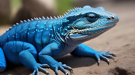 Obraz premium A blue lizard in nature.