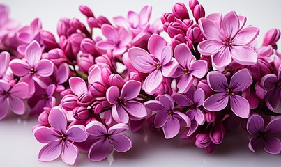 Fototapeta na wymiar Purple Flowers Arranged on Table