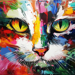 cat painting Oil background