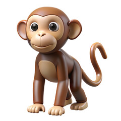 Fototapeta premium 3D cartoon monkey isolated on transparent background. 3D rendering.