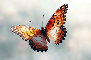 Fototapeta na wymiar Floating on a zephyr, butterflies embody fleeting grace and elegance on a transparent background. 