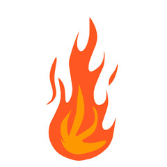 Set of red and orange fire flames. Collection of hot glowing elements. Idea of ​​energy and power. Isolated vector illustration in flat style