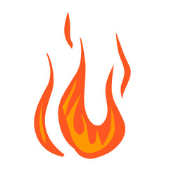 Set of red and orange fire flames. Collection of hot glowing elements. Idea of ​​energy and power. Isolated vector illustration in flat style