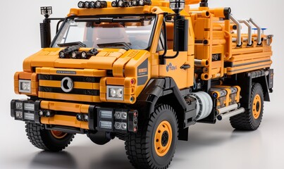 Obraz na płótnie Canvas Orange Toy Truck on White Background
