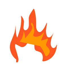 Set of red and orange fire flames. Collection of hot glowing elements. Idea of ​​energy and power. Isolated vector illustration in flat style