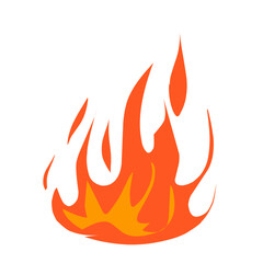 Set of red and orange fire flames. Collection of hot glowing elements. Idea of ​​energy and power. Isolated vector illustration in flat style