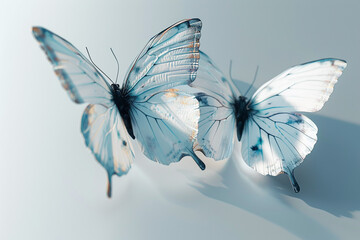 Floating on a zephyr, butterflies embody fleeting grace and elegance on a transparent background.  - obrazy, fototapety, plakaty