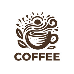 Flat logo coffee elements and coffee accessoris vector