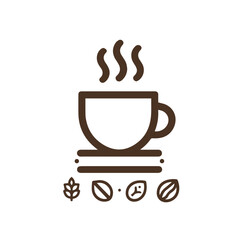 Flat logo coffee elements and coffee accessoris vector