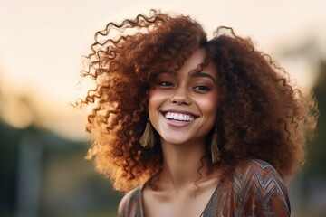 Portrait beautiful cheerful black woman