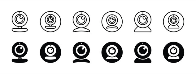 Web camera device icon set. Webcam for live video call. Vector illustration