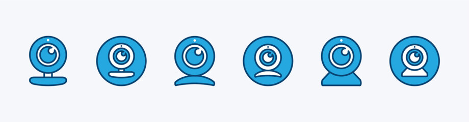 Set of web camera device icon. Webcam for live video call. Vector illustration