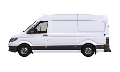 Modern white delivery van isolated on white
