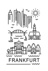 city of Frankfurt in outline style on white