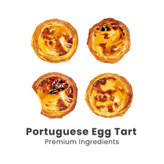 Hand drawn vector illustration of portuguese egg tart