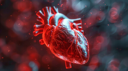 Human Heart Diagram, Ecg graph, heart attack concept. 3d illustration,generative ai