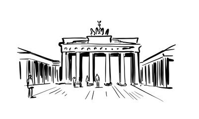 Drawing sketch illustration of Brandenburg Gate. © bioraven