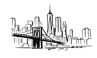 New York, USA. Brooklyn bridge Travel sketch © bioraven