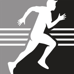 Marathon run. Group of running people, men and women. Isolated vector silhouettes