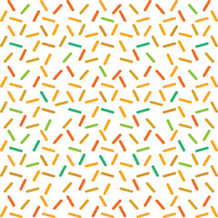 Colorful seamless vector confetti pattern. Bakery themed donut, doughnut or cupcake sugar sprinkle background.