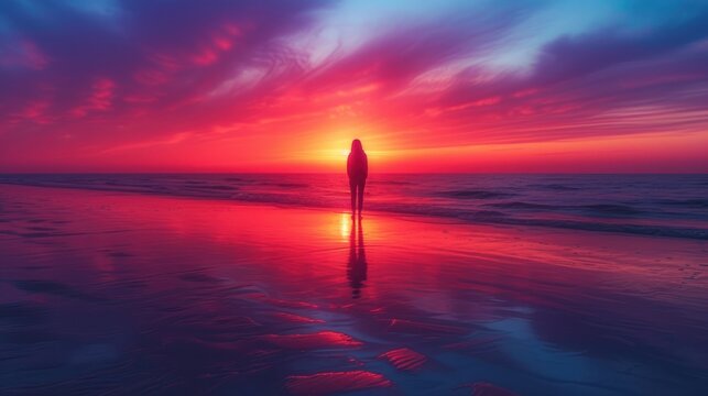 Sunset Serenity, Beach Reflections, Golden Hour, Sunset Stroll.