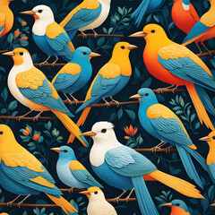 singing birds, ai-generatet - obrazy, fototapety, plakaty
