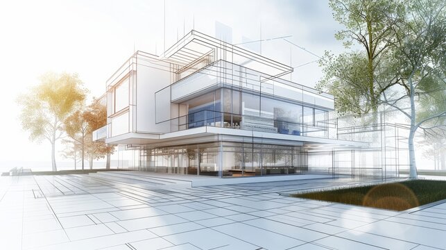 architectural drawing 3d illustration 