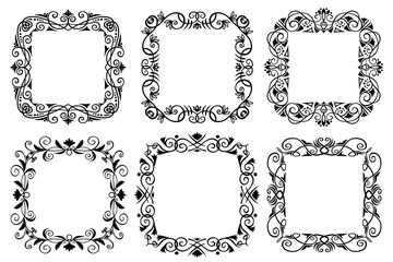 Decorative vintage abstract frames and borders set, vector ornamental designs collection. Calligraphy, elegant and luxury linear frames and borders, copy space for your images and text.