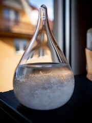 storm glass in the shape of a water drop