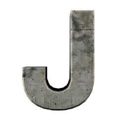 Concrete Letter J Isolated on Transparent or White Background, PNG
