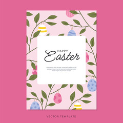 Easter poster with eggs on branches