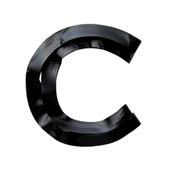 Black Tape Letter C Isolated on Transparent or White Background, PNG