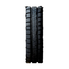 Black Tire Letter I Isolated on Transparent or White Background, PNG