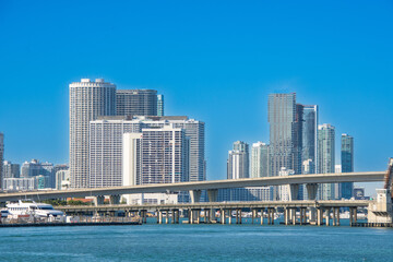 Fototapeta premium Architecture of the city of Miami view from the south channel