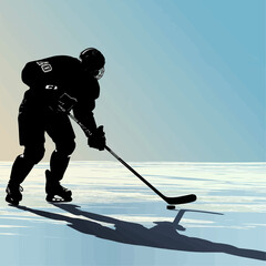 Ice hockey player silhouette
