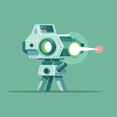 Laser Cannon Flat Icon On Green Background