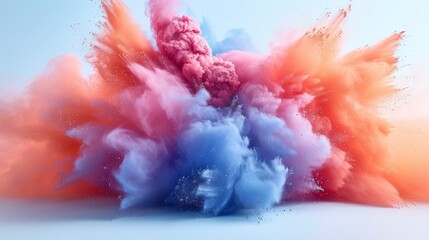 Abstract powder splattered background. Colorful cloud. Dust explosion. Holi paint.