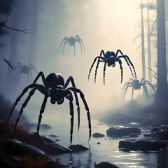 dangerous spider, ai-generatet - obrazy, fototapety, plakaty