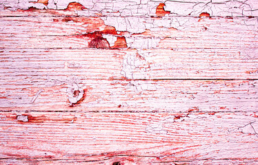 Red old, dilapidated, cracked wood, background, texture.