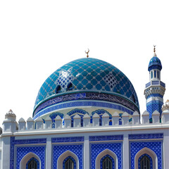 Dome of the mosque a blue and white building with a dome on transparent background