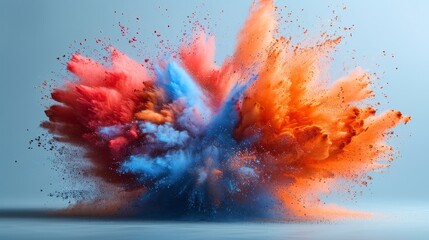A white background is surrounded by an explosion of colored powder.