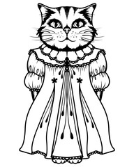 Cute cat coloring book or active page