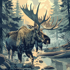 Moose illustrations for your projects
