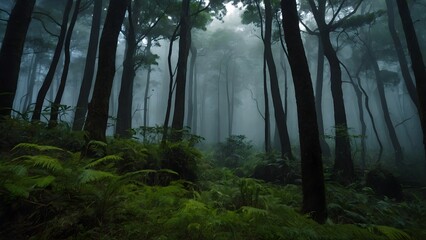 Naklejka premium A beautiful and mysterious medieval-style forest