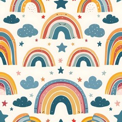 Seamless repeating pattern of rainbows