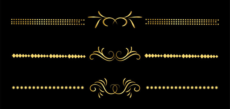 Set of line decorative calligraphic elements for editable and design