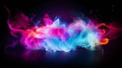 Colorful smoke isolated on black background. Abstract background.