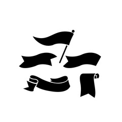Fototapeta premium set of black ribbon flag isolated on white background