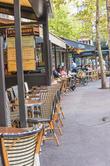 Paris, France, 08.23.2018: Parisian restaurant outdoors