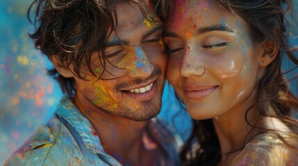 Having a good time at Holi with this young couple